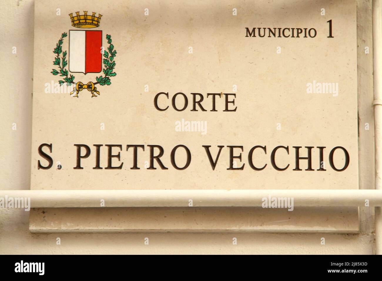 Street sign in the historic center of Bari, Italy Stock Photo
