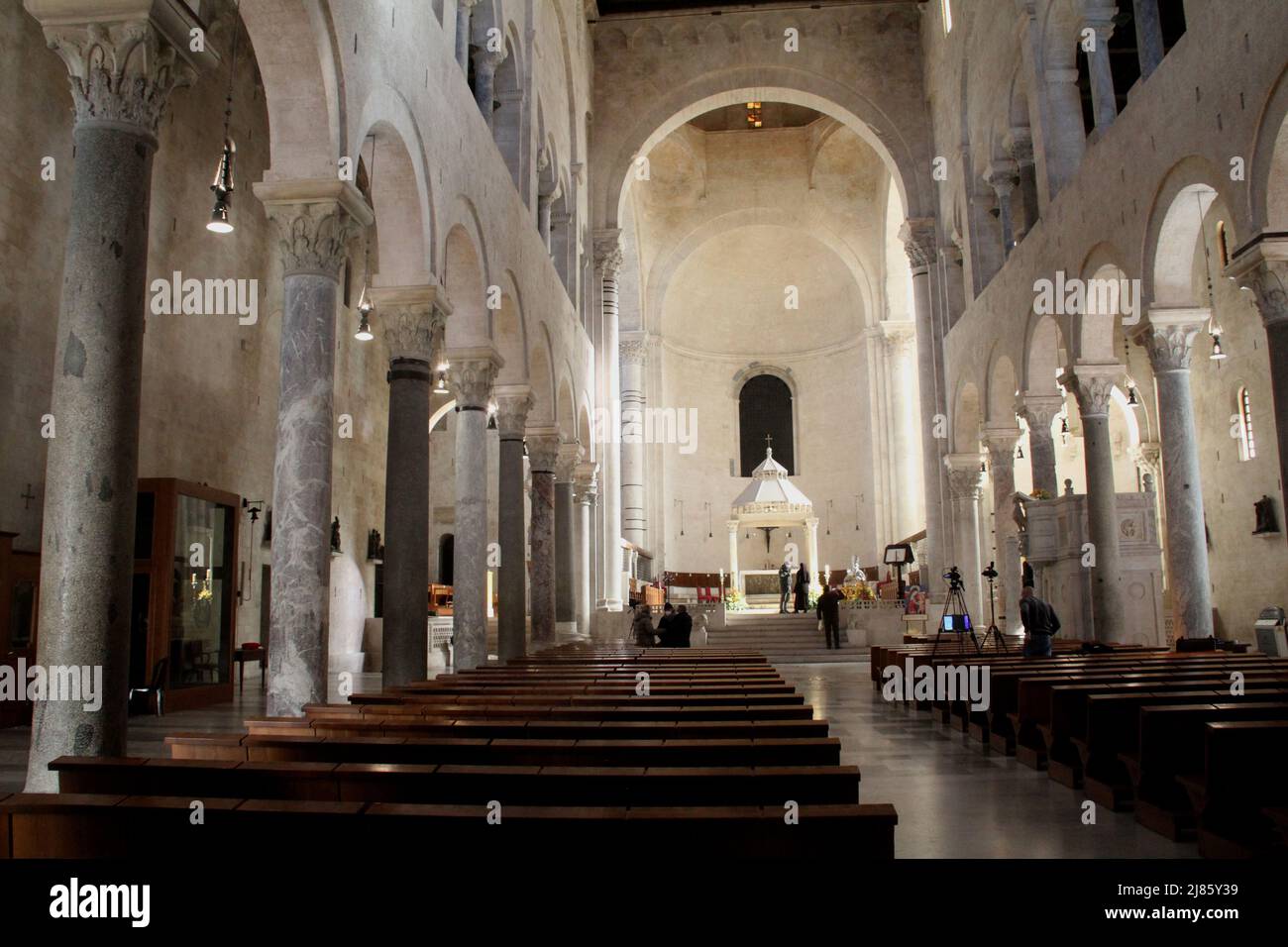 Bari, Italy. Beautiful interior of the Bari Cathedral (12th century). Stock Photo