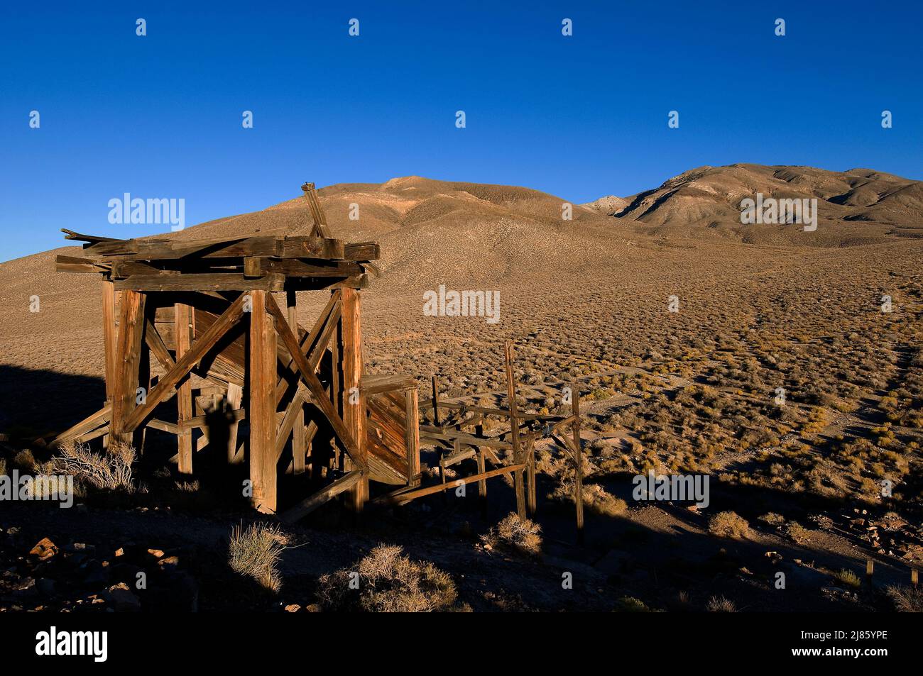 Eureka Mine Death Valley NP Panamint Range USA ; belonging to Pete Aguereberry Stock Photo