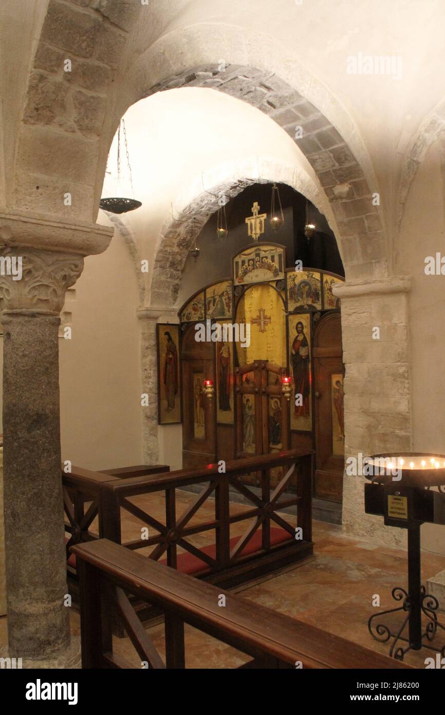 Bari, Italy. The crypt of the Pontifical Basilica of Saint Nicholas