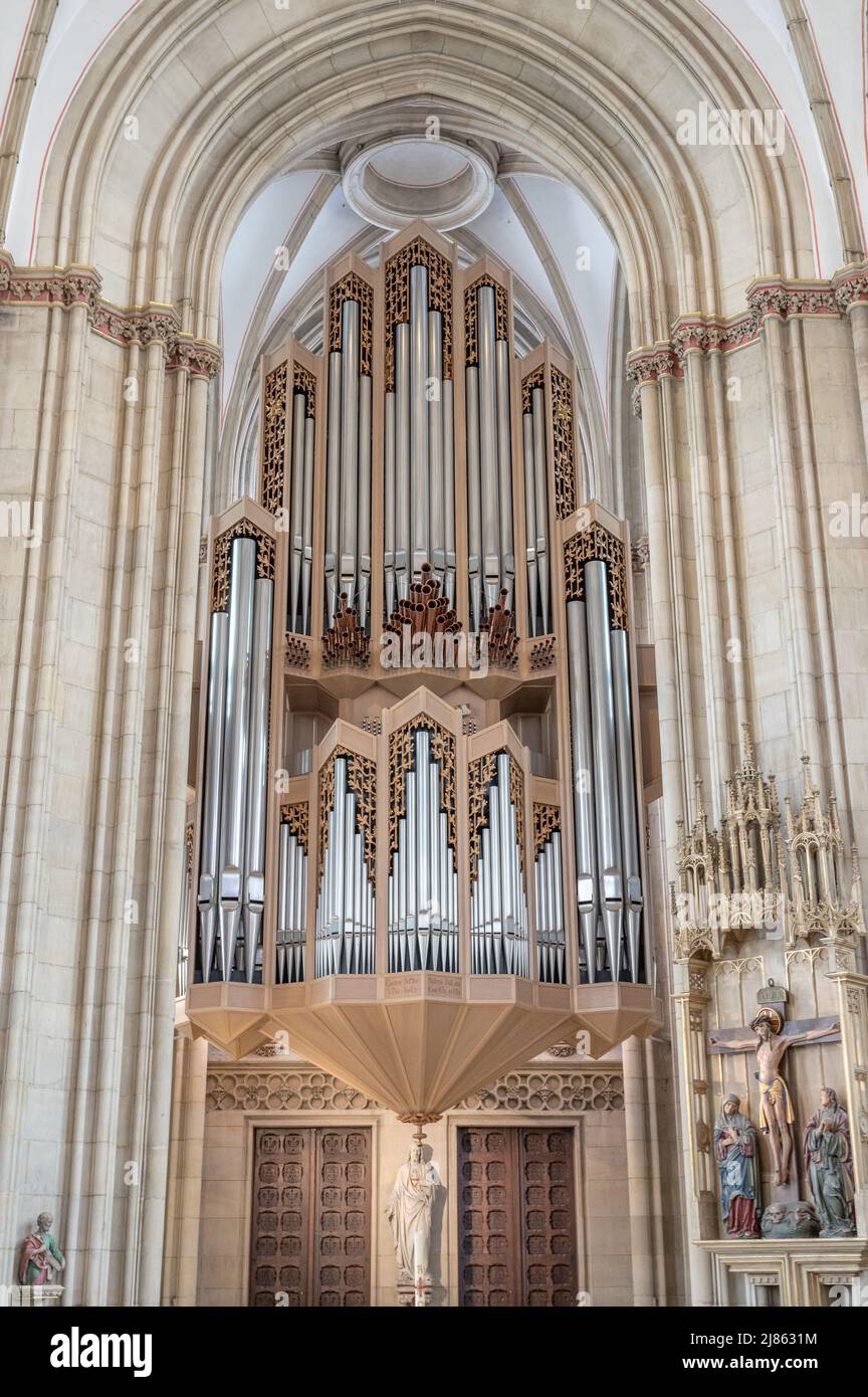 Cologne, May 2022: Interior of Cologne Cathedral ... At 144 meters, the slender nave of Cologne Cathedral leading to the chancel is the longest nave i Stock Photo