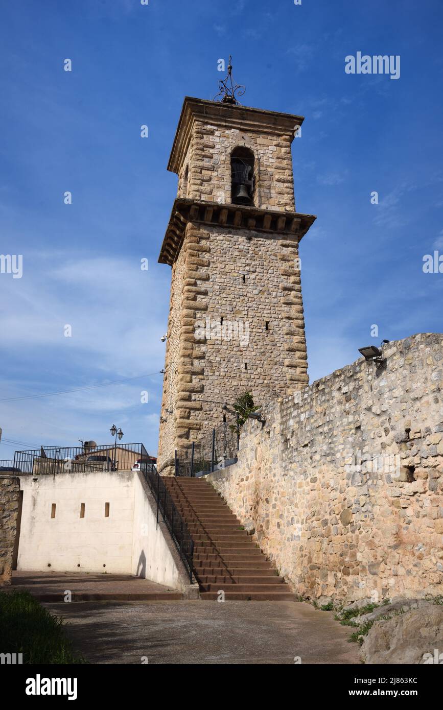 c18th Belfry, Clock Tower or Clocher on the Place Cezanne, or Cezaane Square, in the Old Town Gardanne Bouches-du-Rhône Provence France Stock Photo