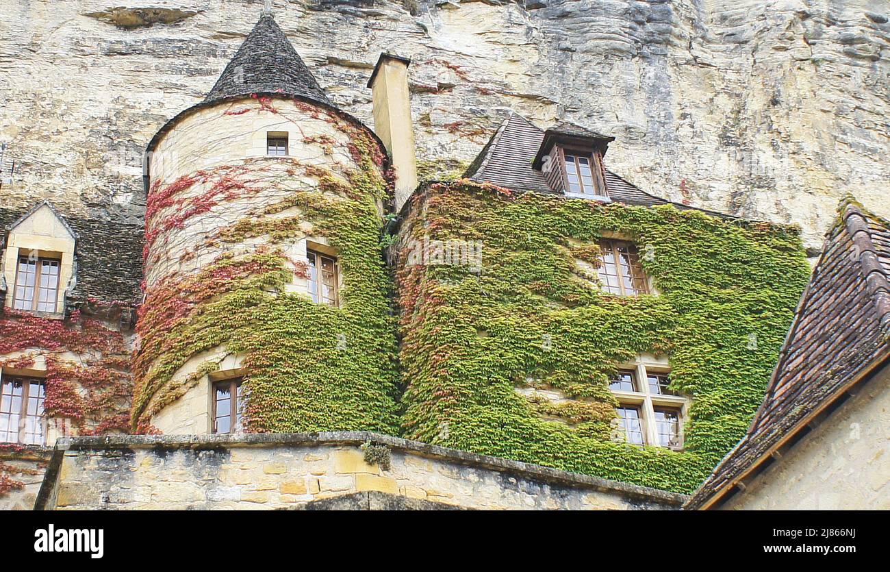 Panoramic of La Roque Gageac, France, Europe Stock Photo