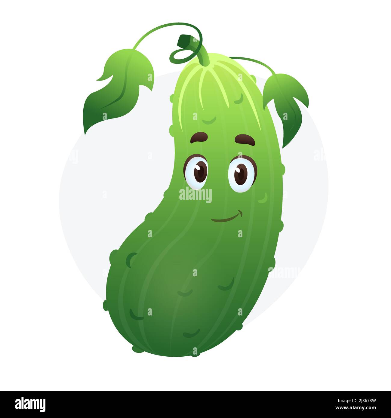 Flat cartoon cucumber character. Funny Vegetable mascot on isolated white background Stock Vector