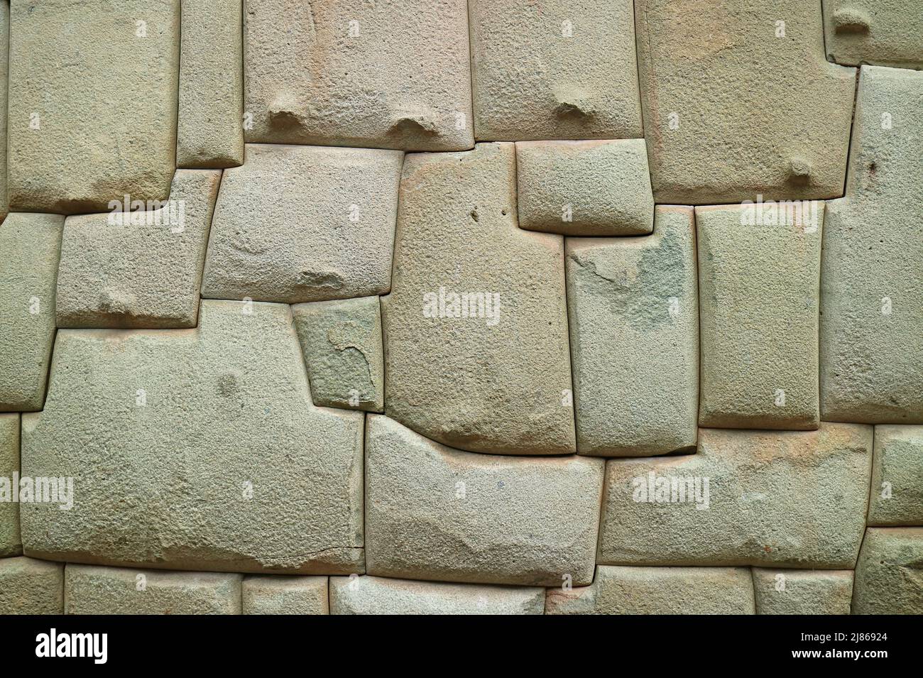Incredible Inca Stone Masonry Wall in the Historic Center of Cuzco, Peru, South America Stock Photo