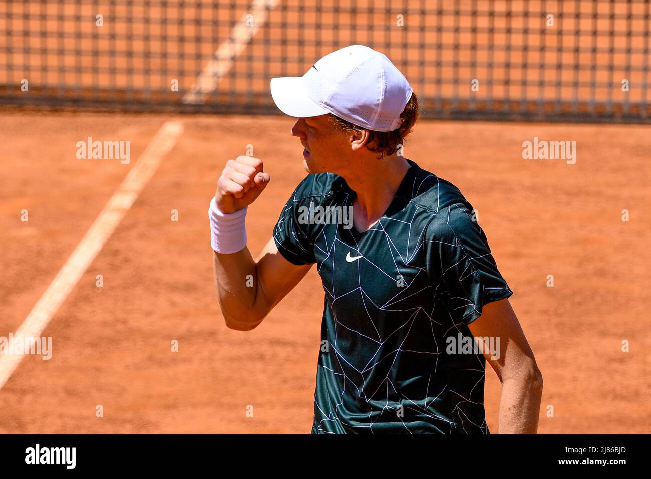 Rome, Italy. 13th May, 2022. May 13, 2022, Rome, Italy: Jannik Sinner (ITA)  during the quarter finals against Stefanos Tsitsipas (GRE) of the ATP  Master 1000 Internazionali BNL D'Italia tournament at Foro