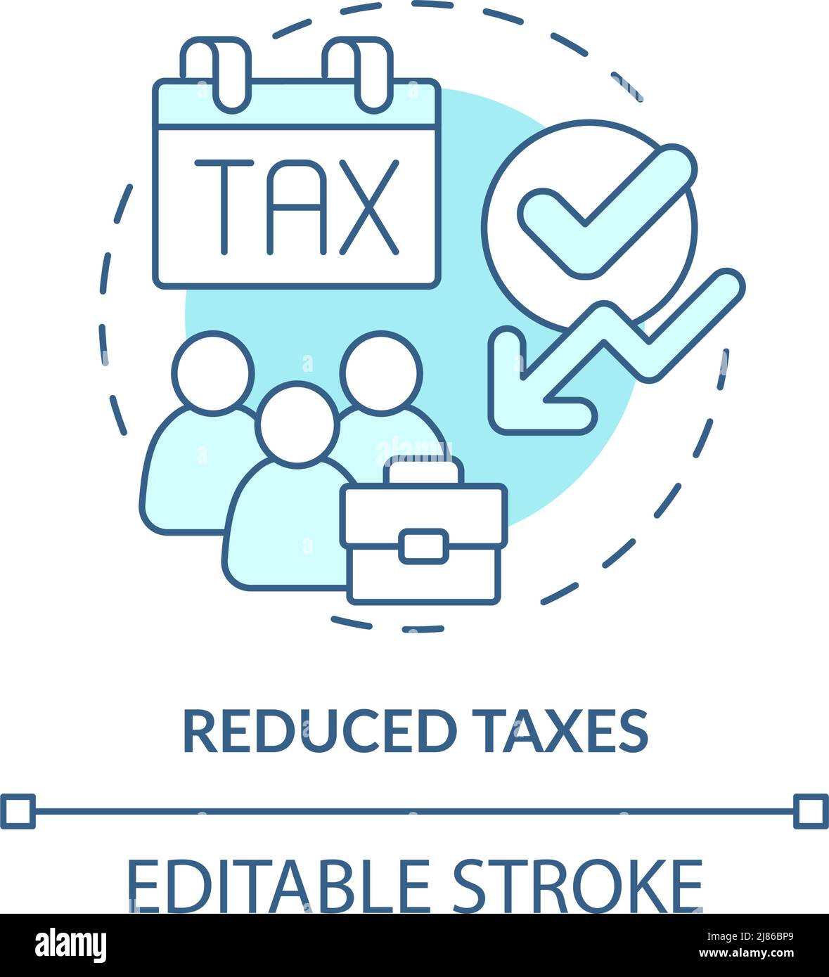 Reduced taxes turquoise concept icon Stock Vector