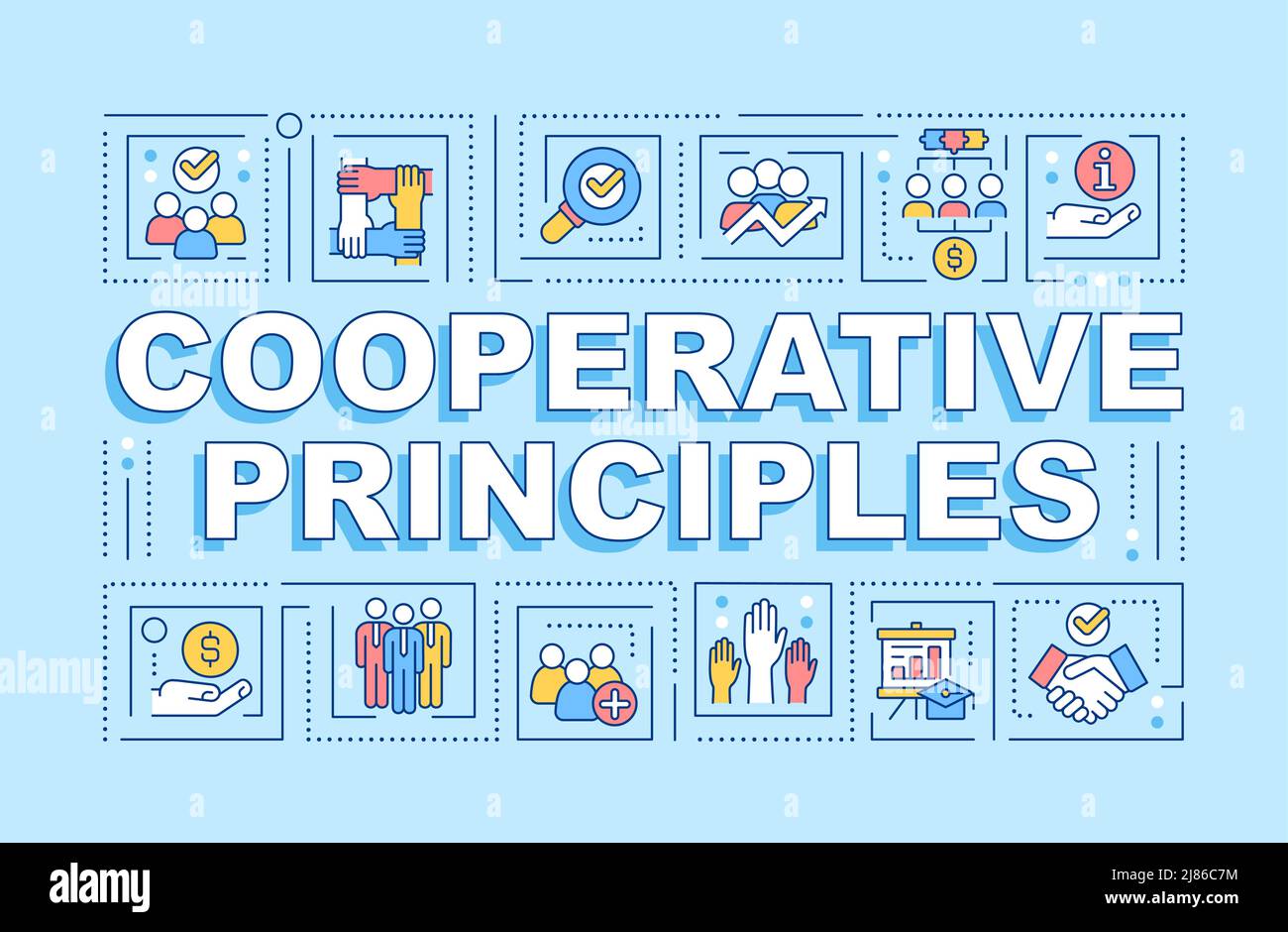 Cooperative principles word concepts blue banner Stock Vector Image