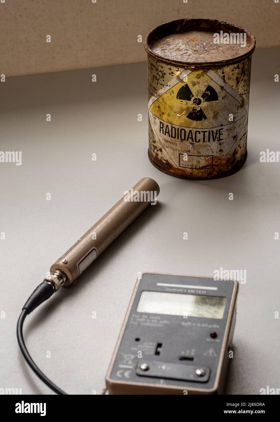 Handheld radiation survey instrument detecting radioactive material in