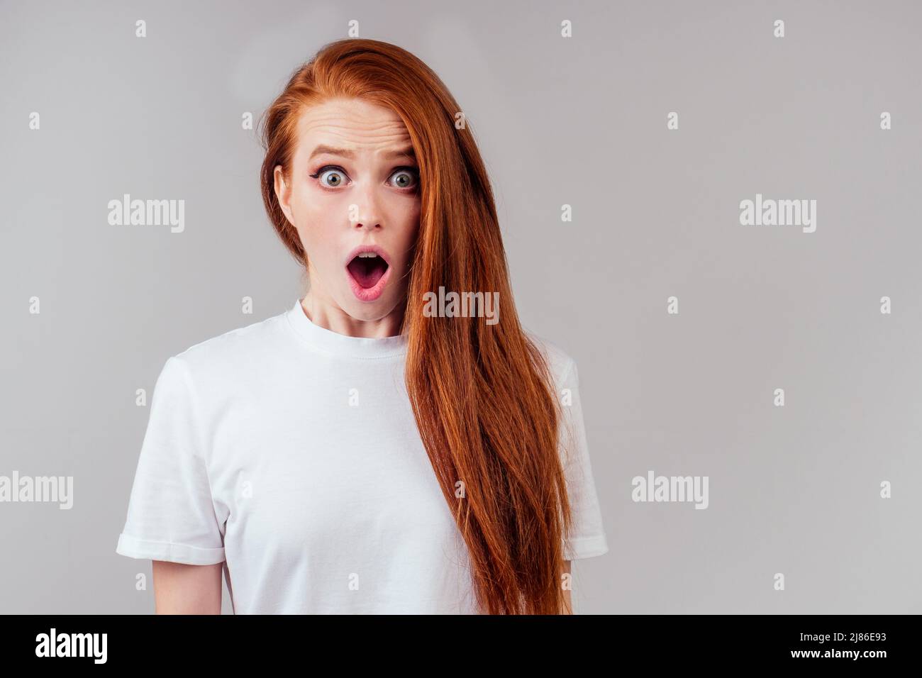 redhair ginger woman feeling unhappy love or beak up with boyfriend concept Stock Photo