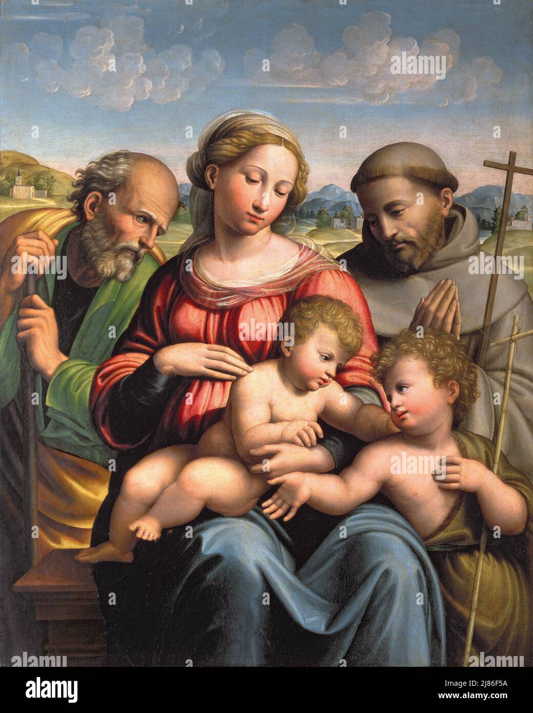 Holy family with infant st john the baptist hi-res stock photography ...