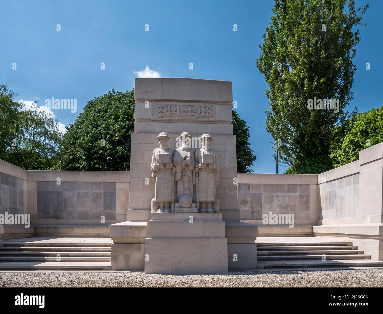 This is the CWGC WWI Soissons Memorial in the French town of Soissons, dedicated to those servicemen KIA during the  Battle of Soissons in July 1918 Stock Photo