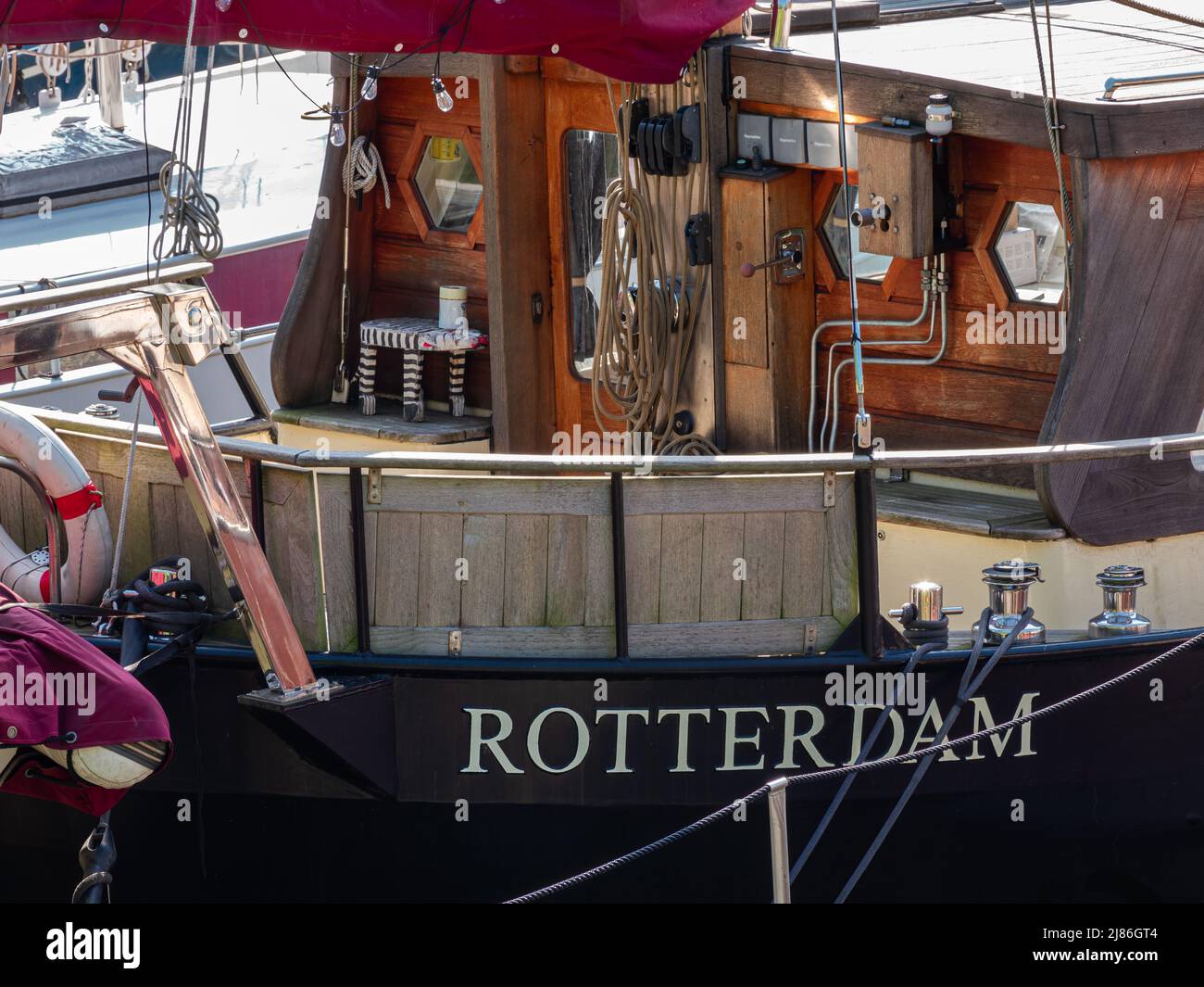 Rotterdam, Netherlands April 28, 2022 The deck of an old boat called