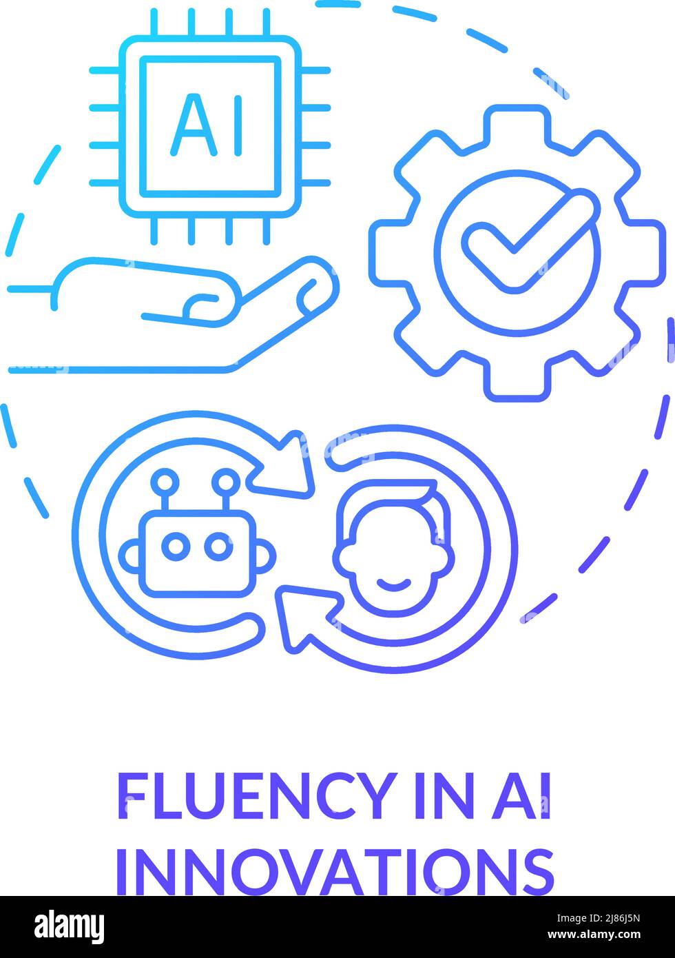 Fluency in AI innovations blue gradient concept icon Stock Vector Image ...