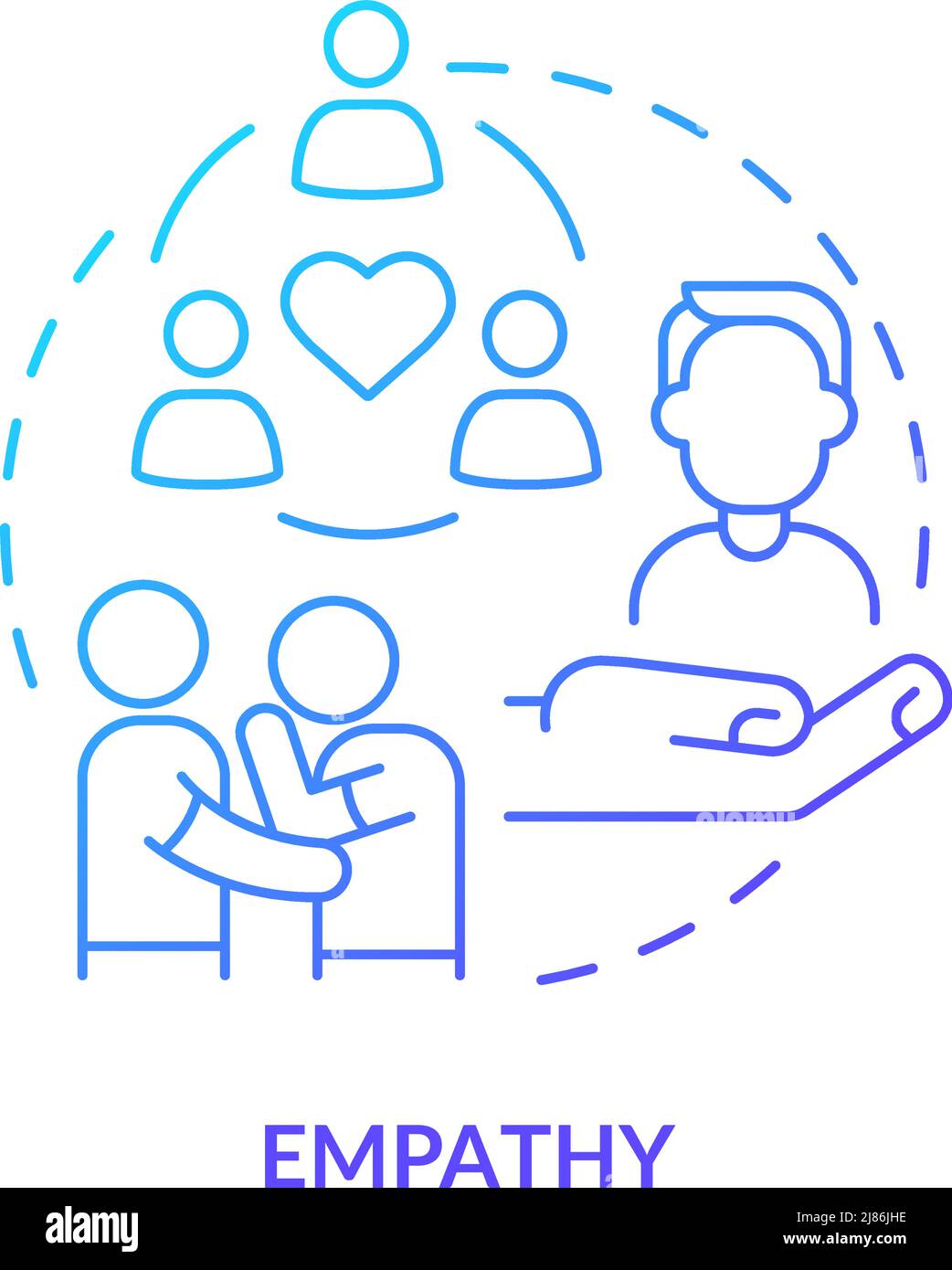 Empathy blue gradient concept icon Stock Vector