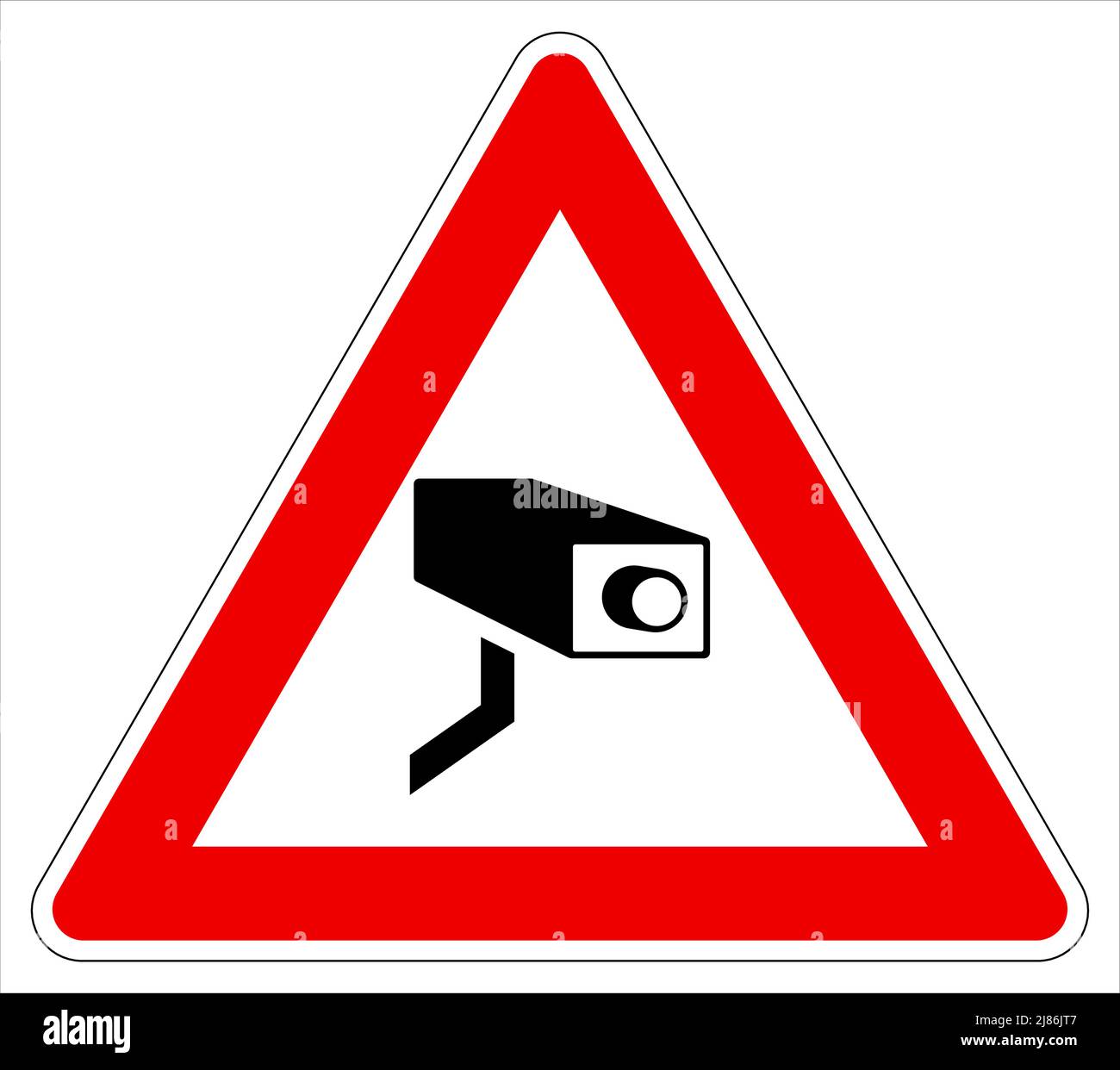 CCTV security camera in red triangle icon Stock Vector