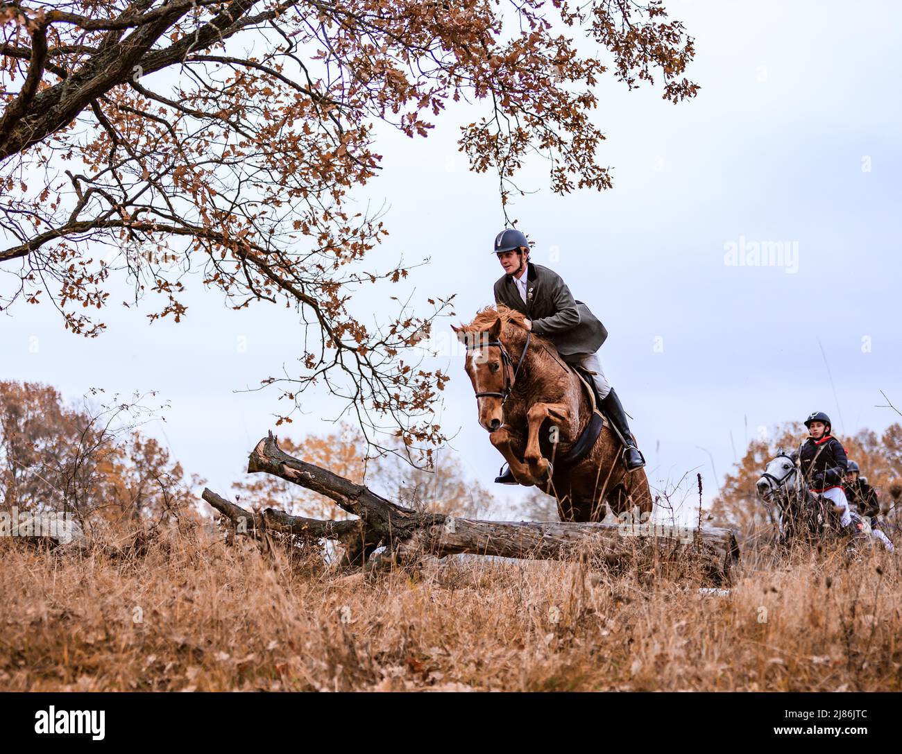 St. Hubertus ride in fall - hunt of fox Czech republic Stock Photo