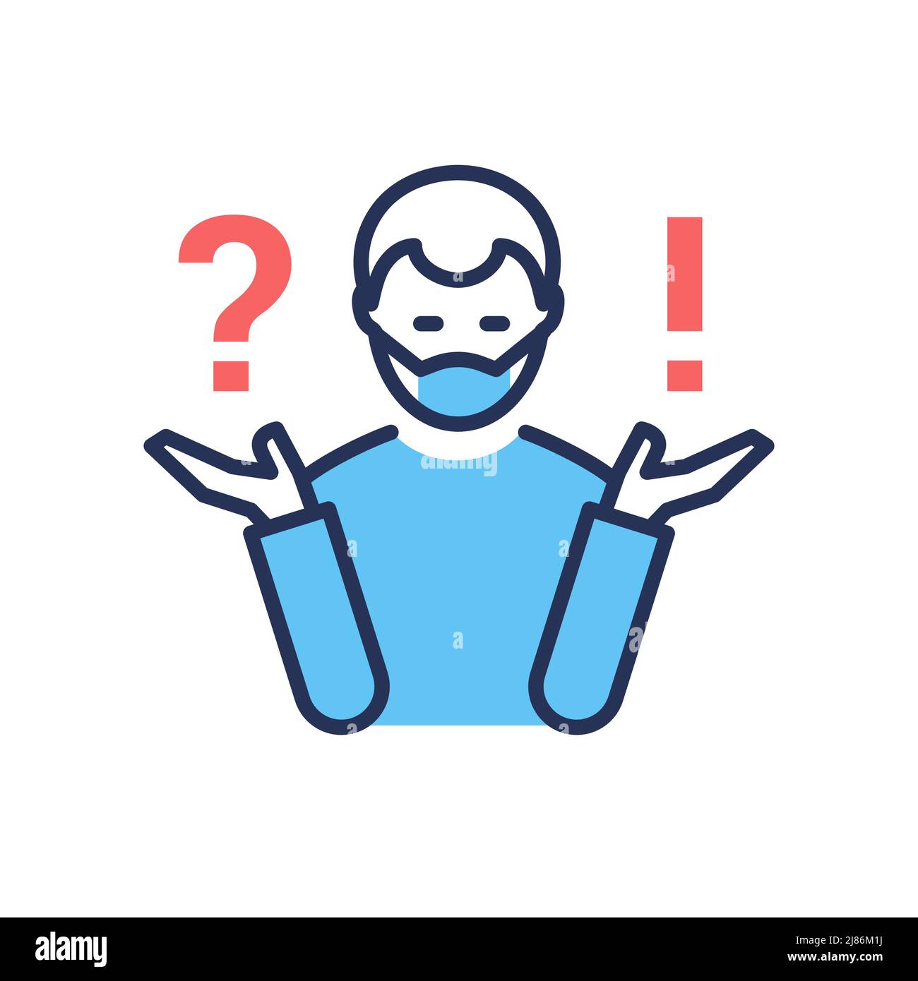 Questions about vaccination - vector line design single isolated icon Stock Vector