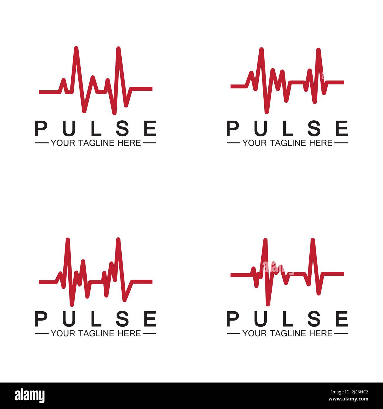 Red pulse line logo vector icon design Stock Vector