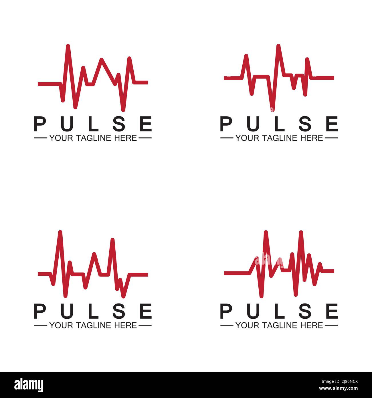 Red pulse line logo vector icon design Stock Vector