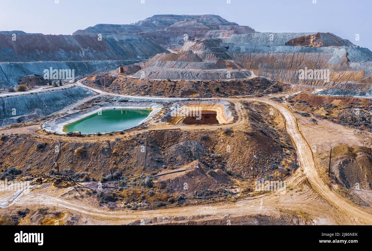 Open cast copper mine in Skouriotissa, Cyprus. Industrial landscape Stock Photo
