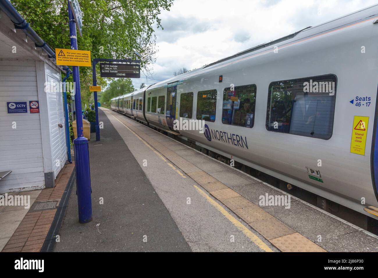 A Northern train at the platform at Windermere Railway Station in the Lake District,England,UK Stock Photo