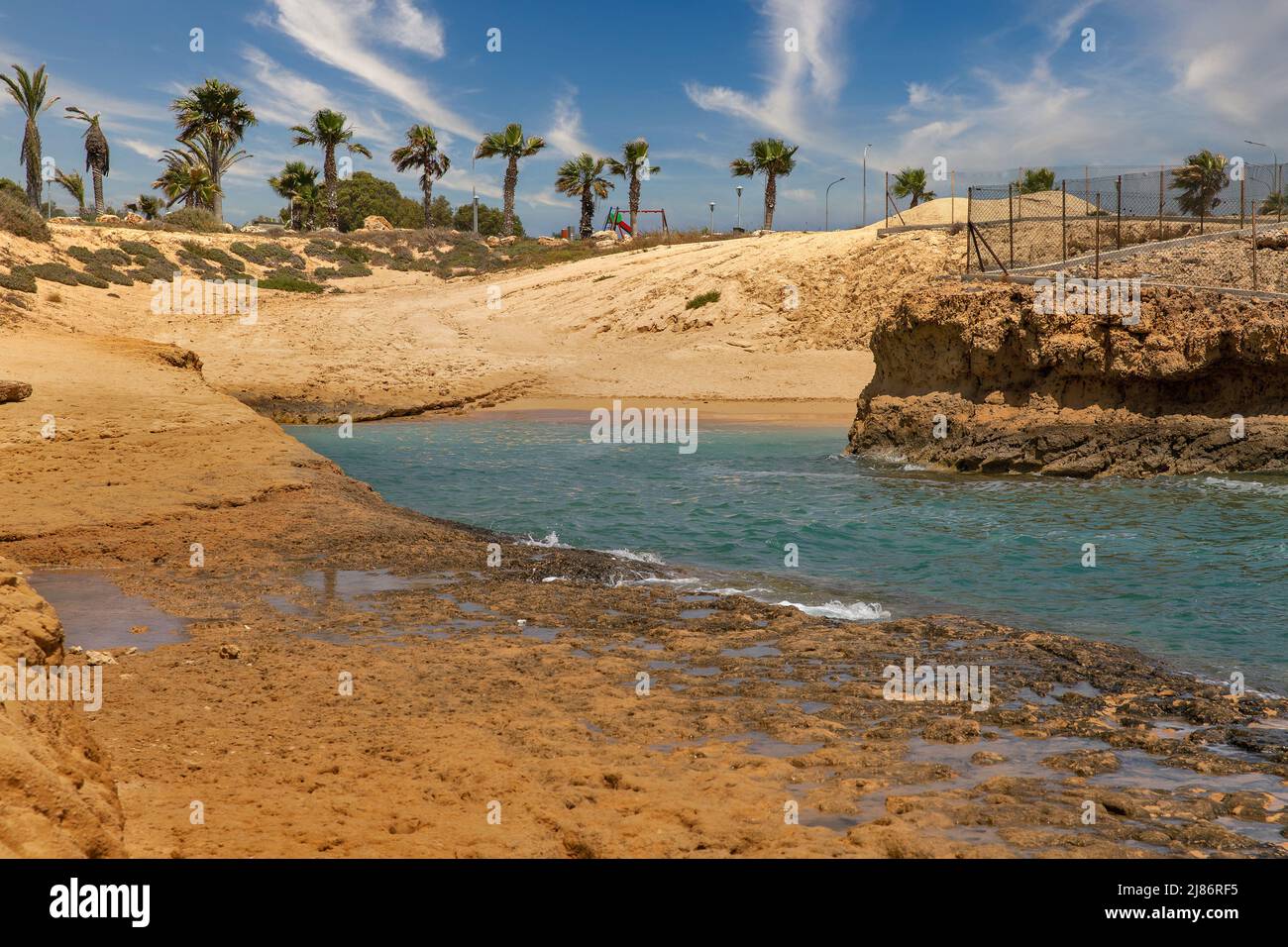 Wild sand beach seascape in Ayia Napa, Cyprus Stock Photo