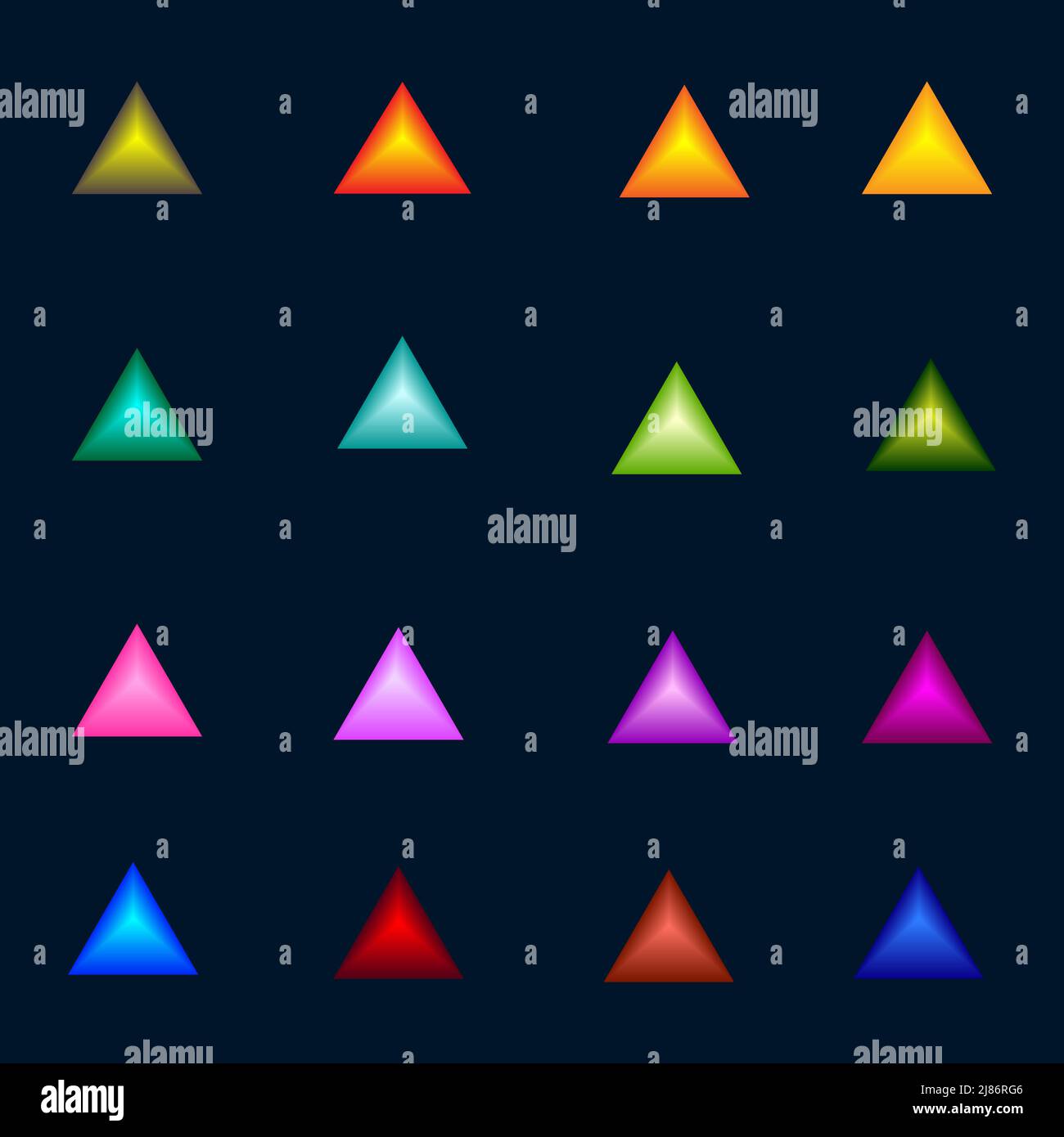 Collection of button click shiny icon element triangle for decorate abstract background template vector illustration Stock Vector
