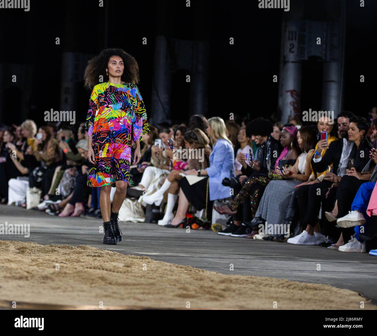 Sydney, Australia. 13th May, 2022. A model walks on the catwalk during the last day of Afterpay Australian Fashion Week (AAFW) in Sydney, Australia, May 13, 2022. Credit: Hu Jingchen/Xinhua/Alamy Live News Stock Photo