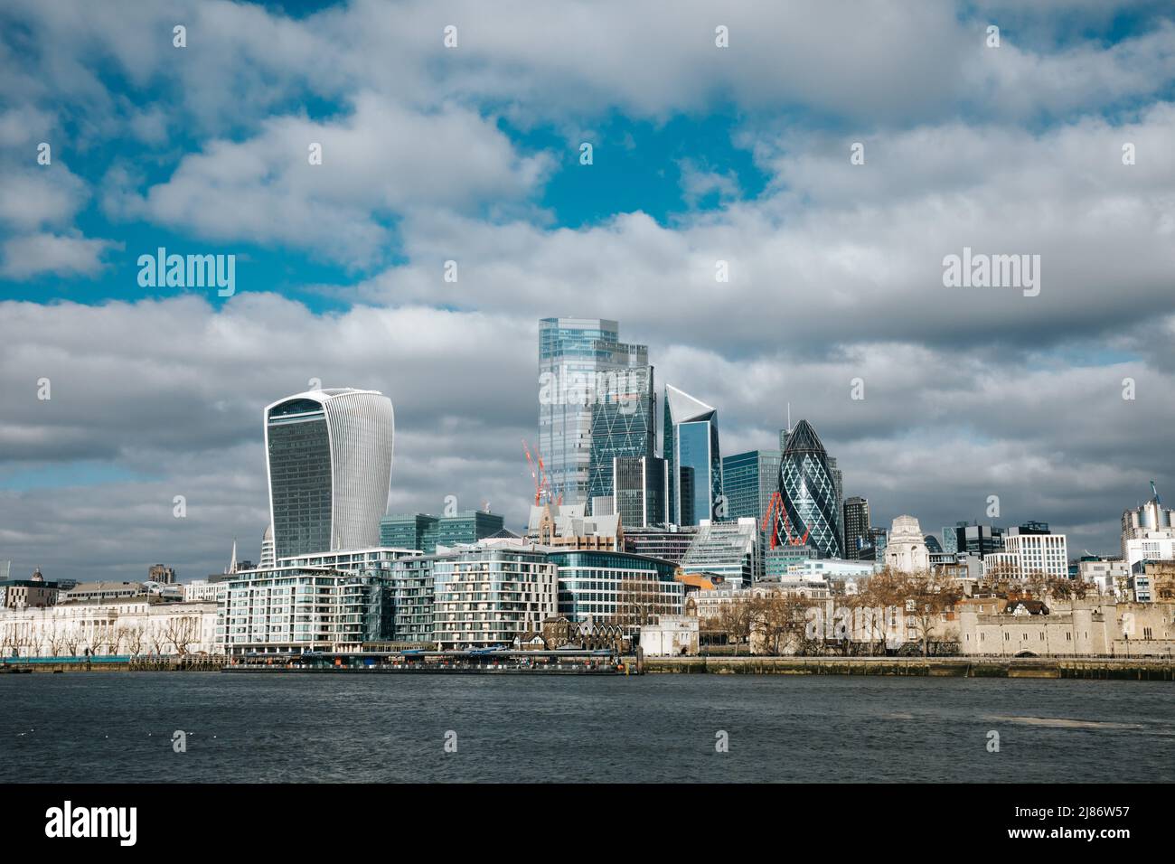 View of the City of London, with the Gherkin, Walkie Talkie and Tower of London Stock Photo
