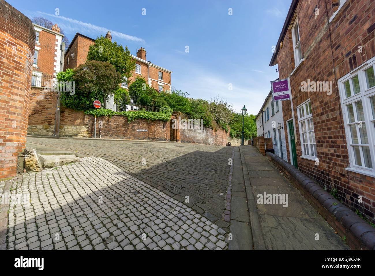 View of Danesgate from top of Well Lane Lincoln old town 2022 Stock Photo