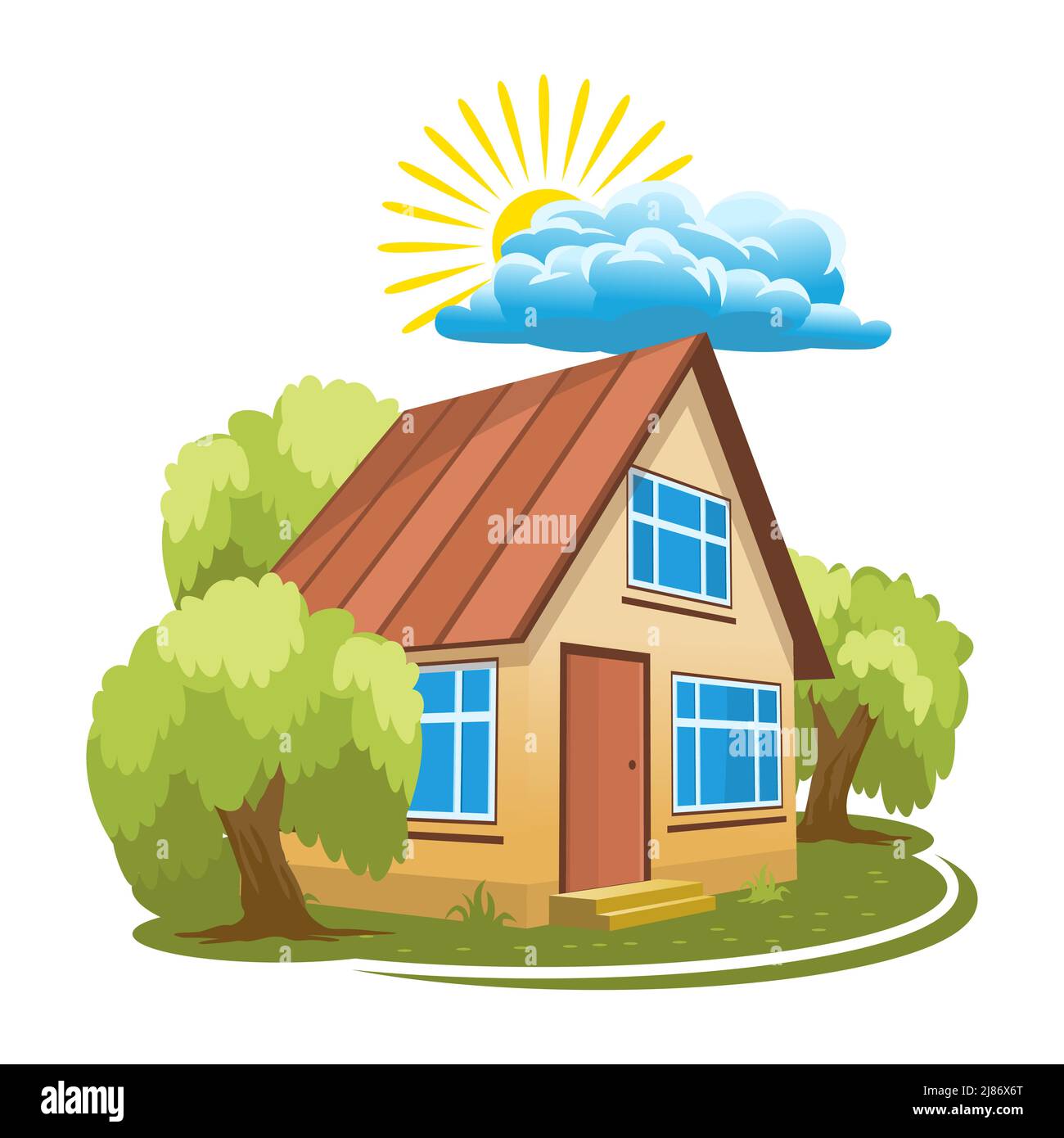 Summer landscape. House surrounded by trees Stock Vector Image & Art ...