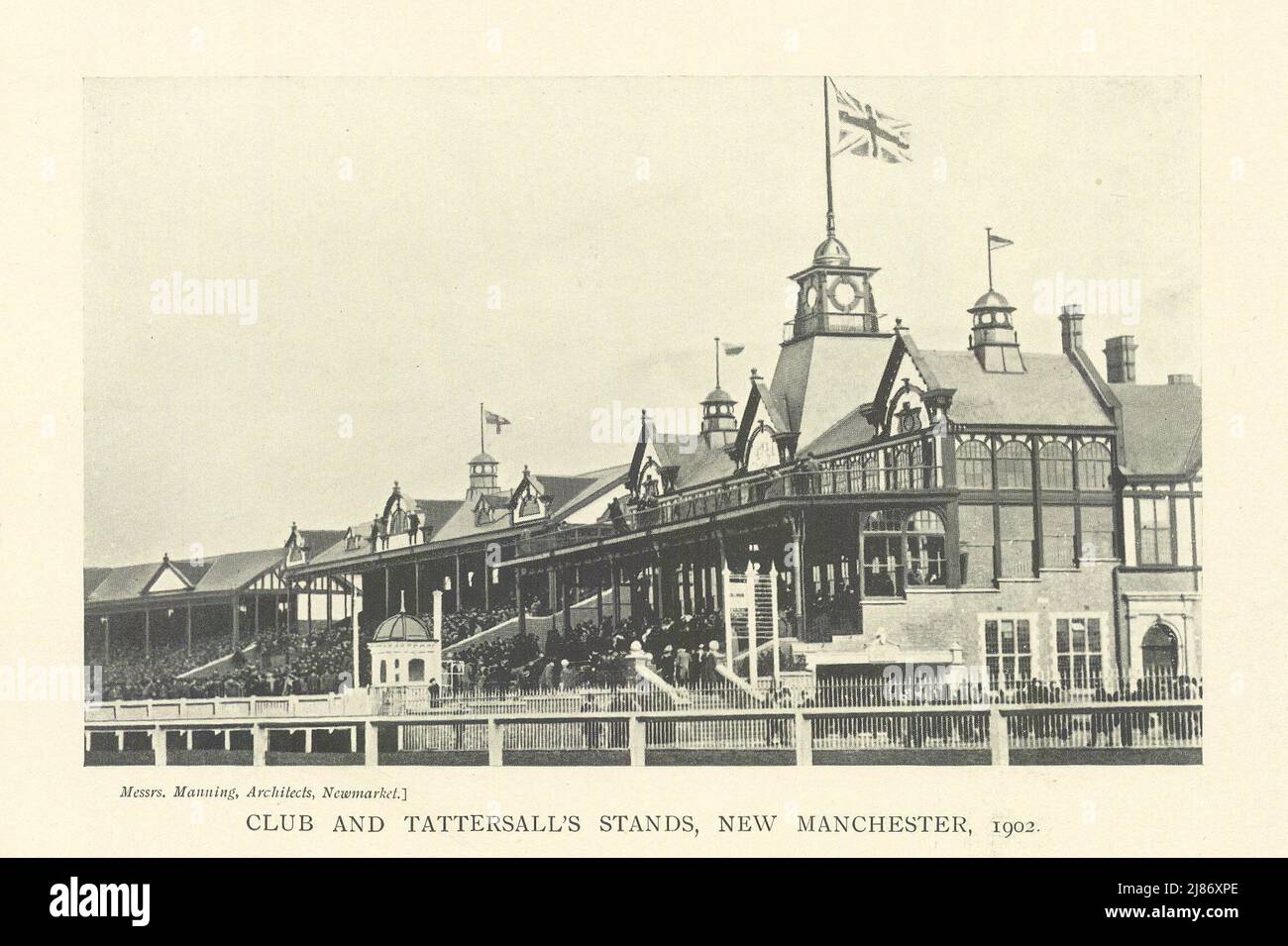 Club and Tattersall's Stands, Manchester race course, Castle Irwell 1902. 1903 Stock Photo
