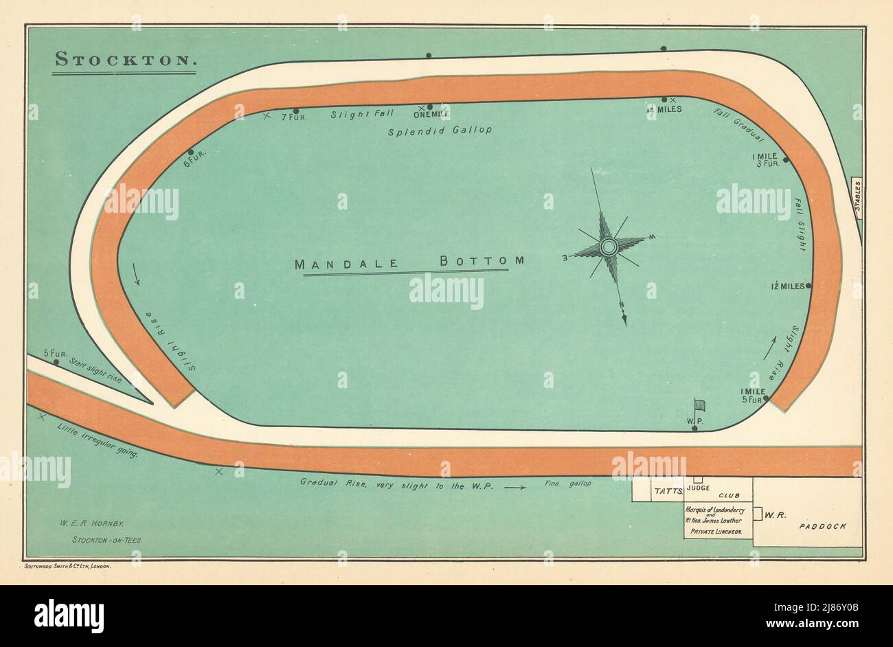 Stockton racecourse, Yorkshire. Mandale Bottom. Closed 1981. BAYLES 1903 map Stock Photo