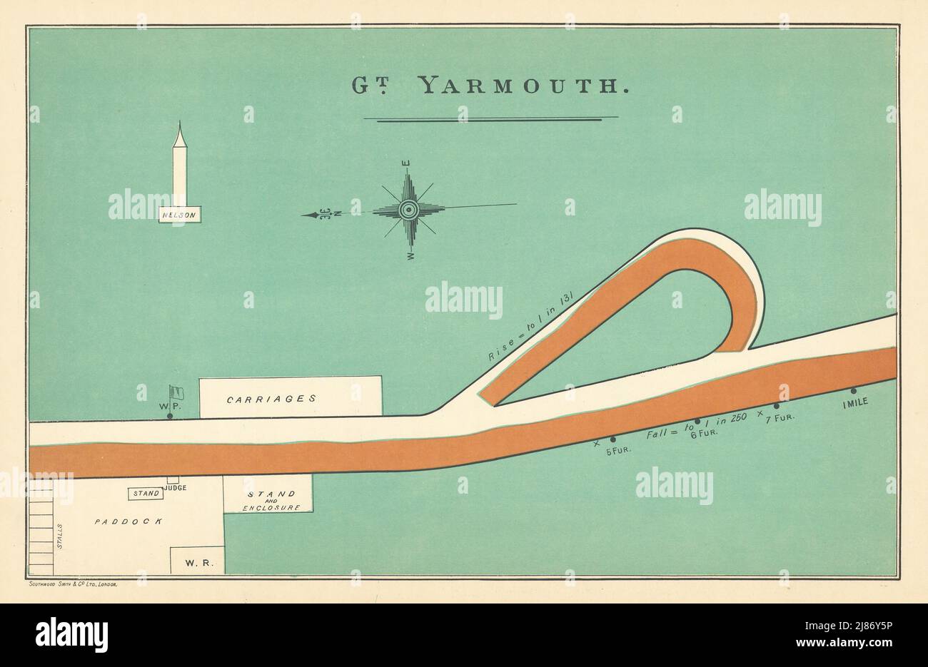 Great Yarmouth racecourse, Norfolk. BAYLES 1903 old antique map plan chart Stock Photo
