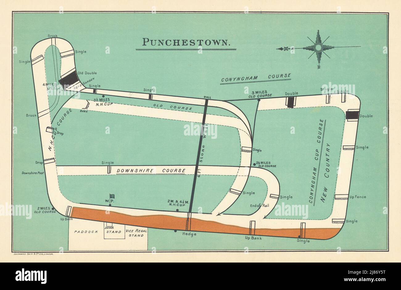 Punchestown racecourse Ireland. Kildare & National Hunt meeting. BAYLES 1903 map Stock Photo
