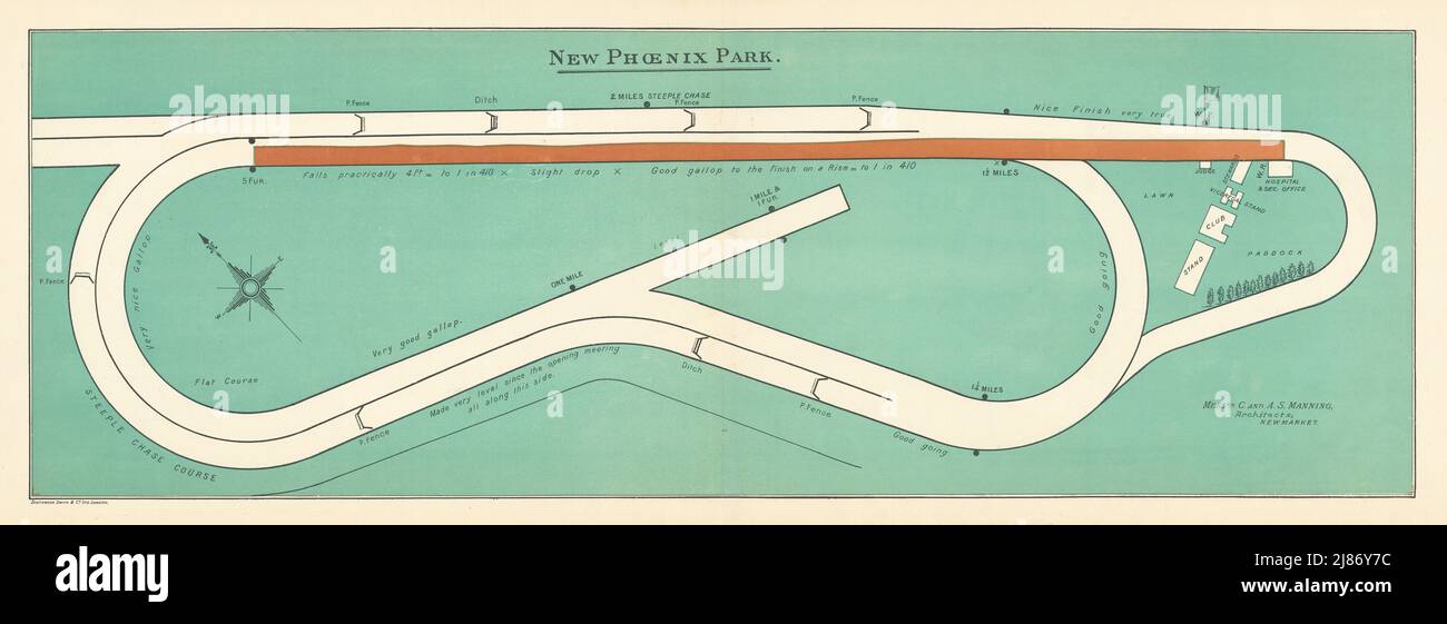 New Phoenix Park racecourse, Ireland. Closed 1990. BAYLES 1903 old antique map Stock Photo