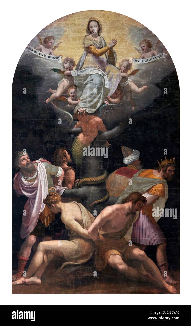 Immacolata concezione  - olio su tela - Jacopo Chimenti - fine del XVI secolo - San Quirico d’Orcia (Si) ,Italia,chiesa di S. Francesco Stock Photo