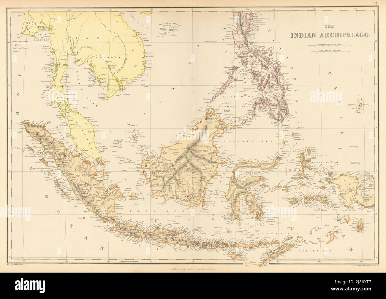 DUTCH EAST INDIES. "Indian Archipelago" Indonesia Philippines Singapore 1886 map Stock Photo