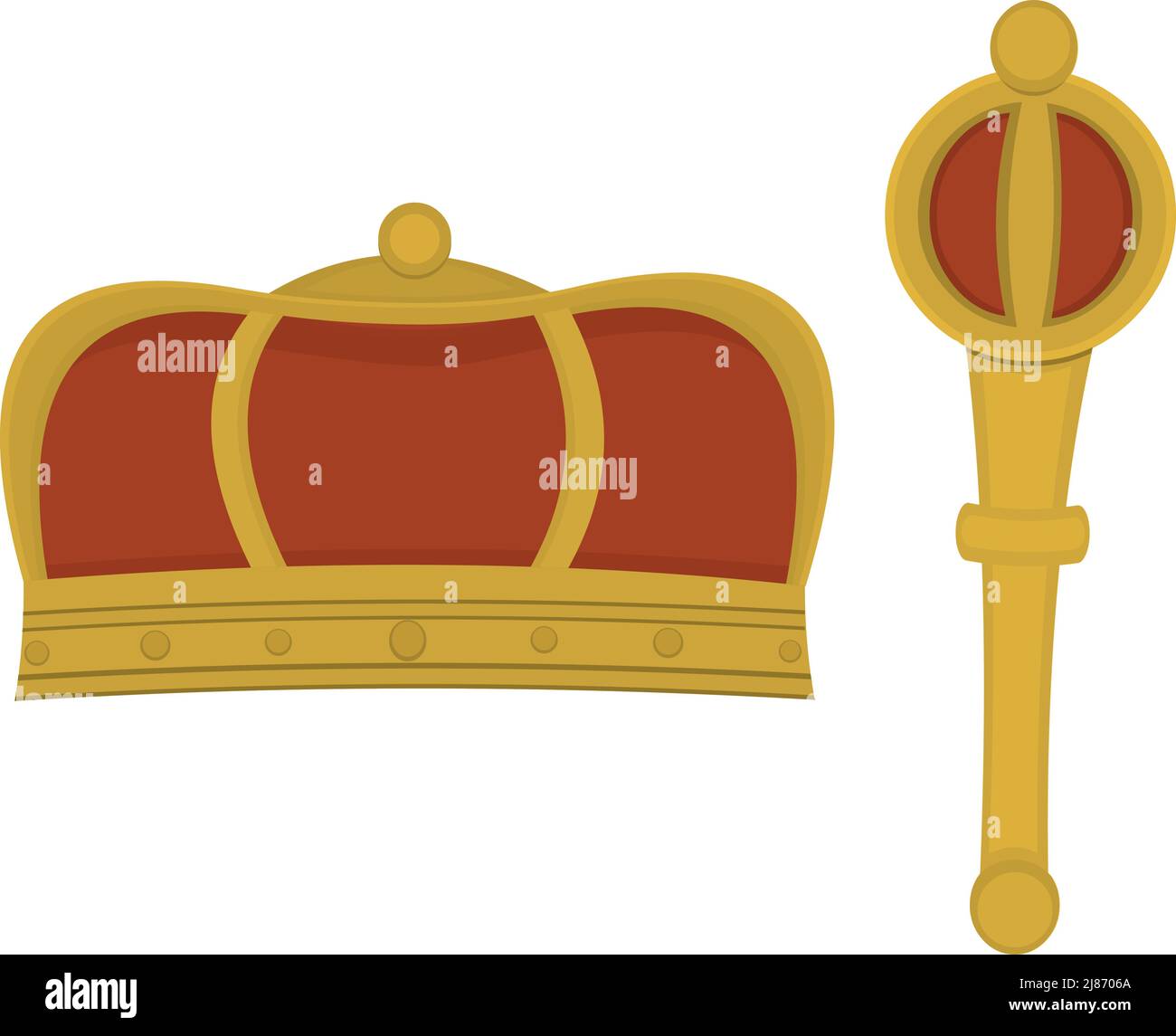 Vector illustration of a king crown and scepter Stock Vector