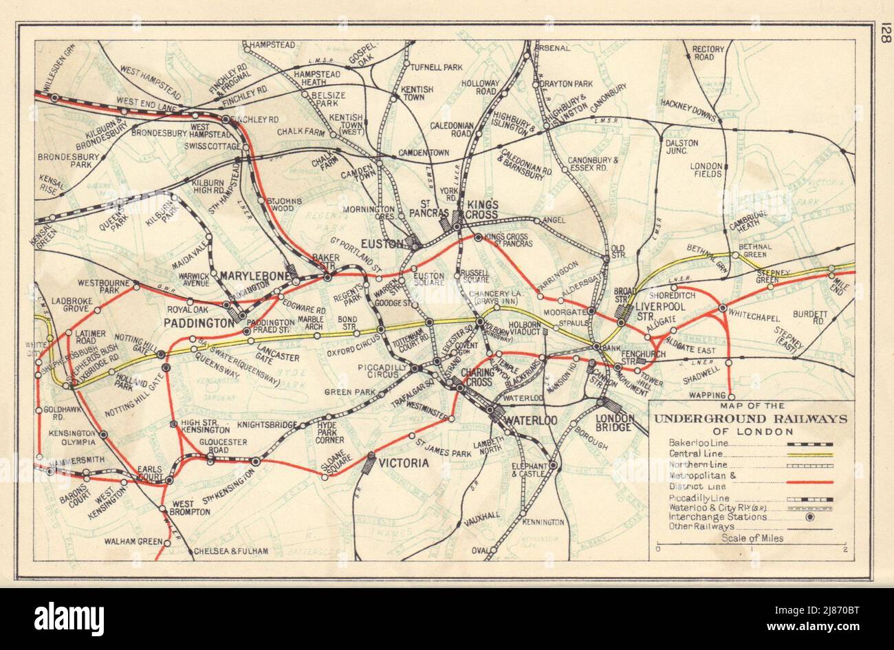 LONDON UNDERGROUND RAILWAYS. Vintage tube map 1948 old vintage plan chart Stock Photo