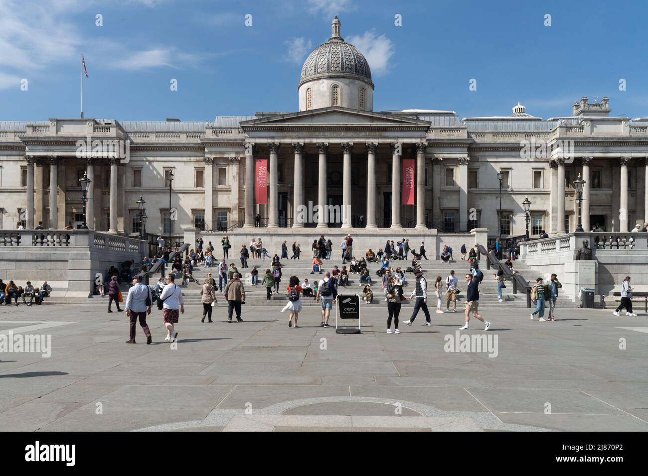 Trafalgar Square is a public square in the City of Westminster, Central London Stock Photo