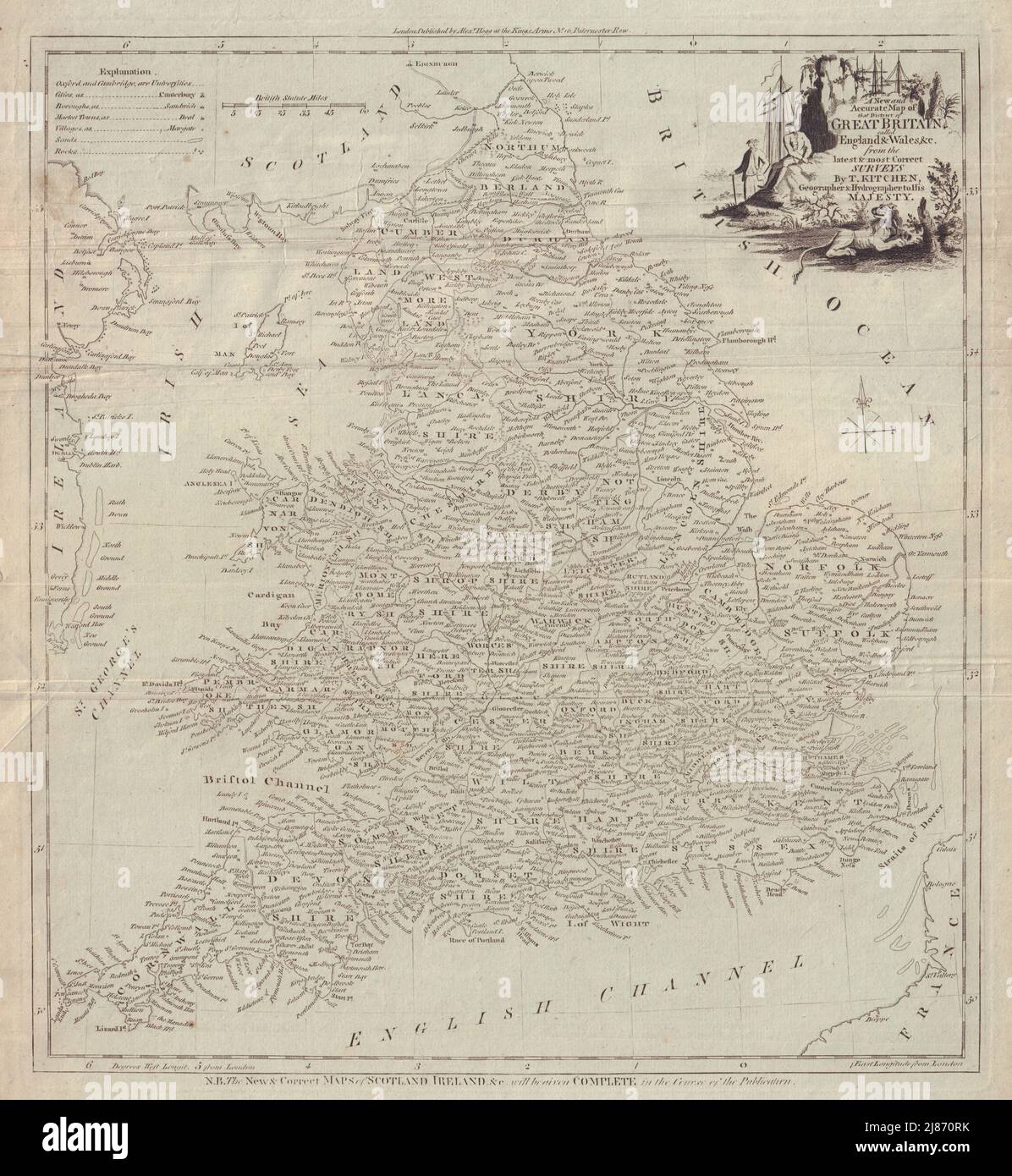 Map of that District of Great Britain called England & Wales. KITCHIN c1795 Stock Photo