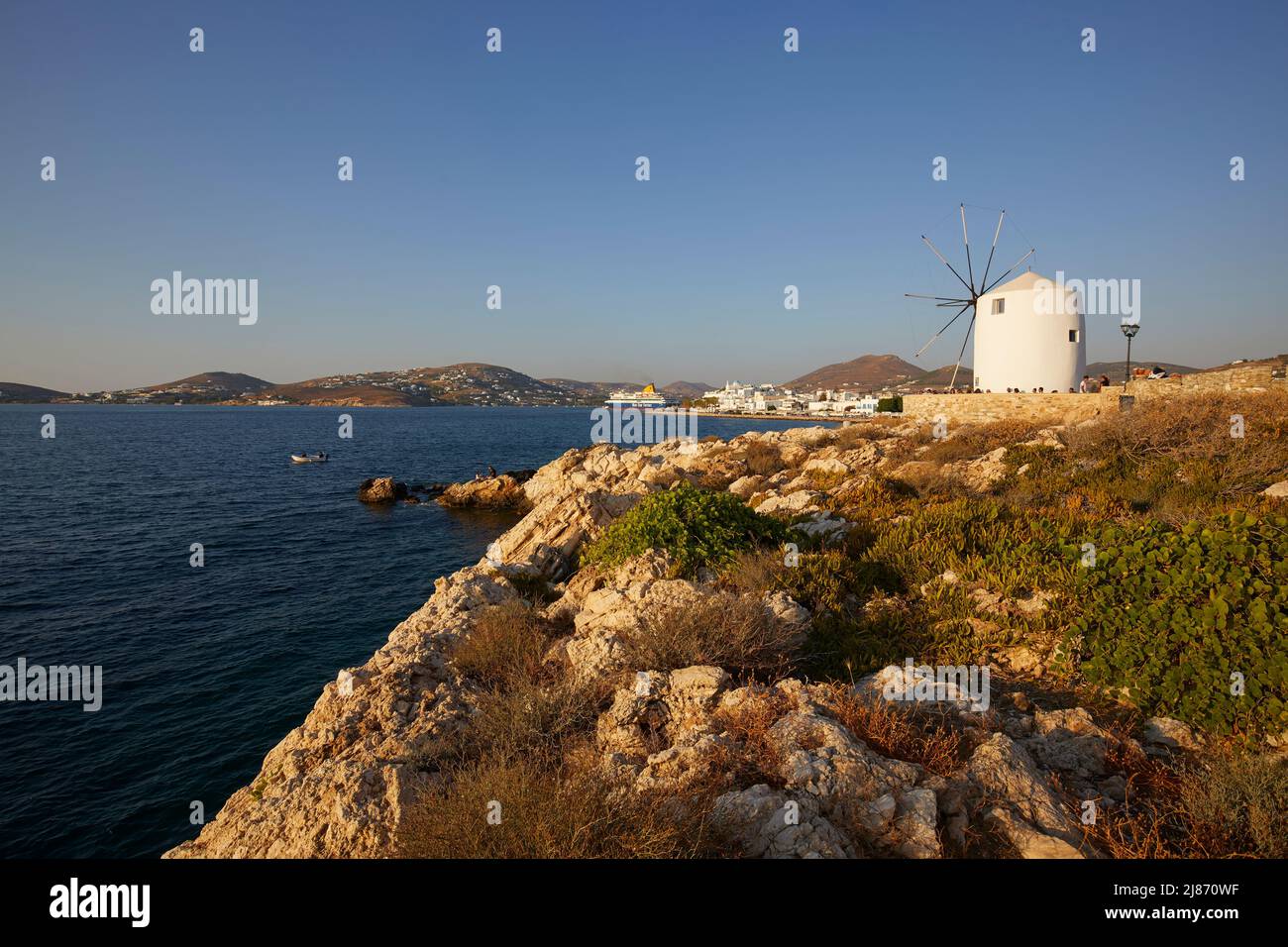 Traditional windmill in Paros, Cyclades Islands, Greece Stock Photo