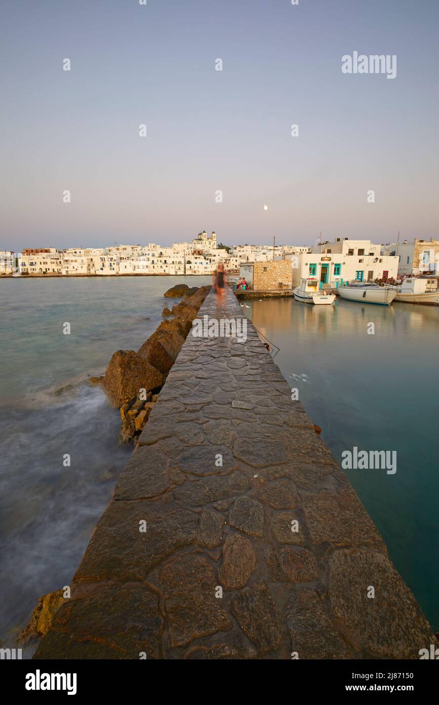 The wharf of the Naousa village in Paros, Cyclades, Greece Stock Photo