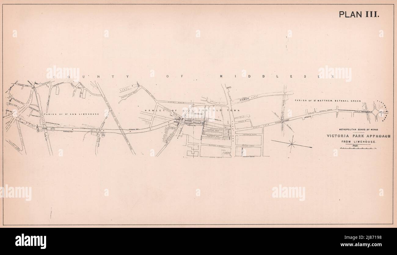 1862 Victoria Park approach from Limehouse. Burdett Road development
