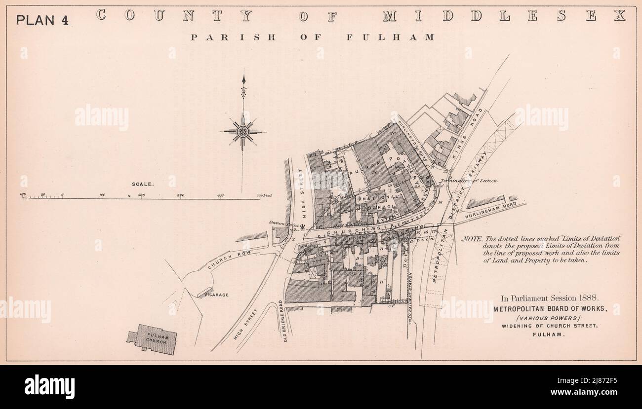 1888 New King's Road widening at Fulham High Street. Church Street 1898