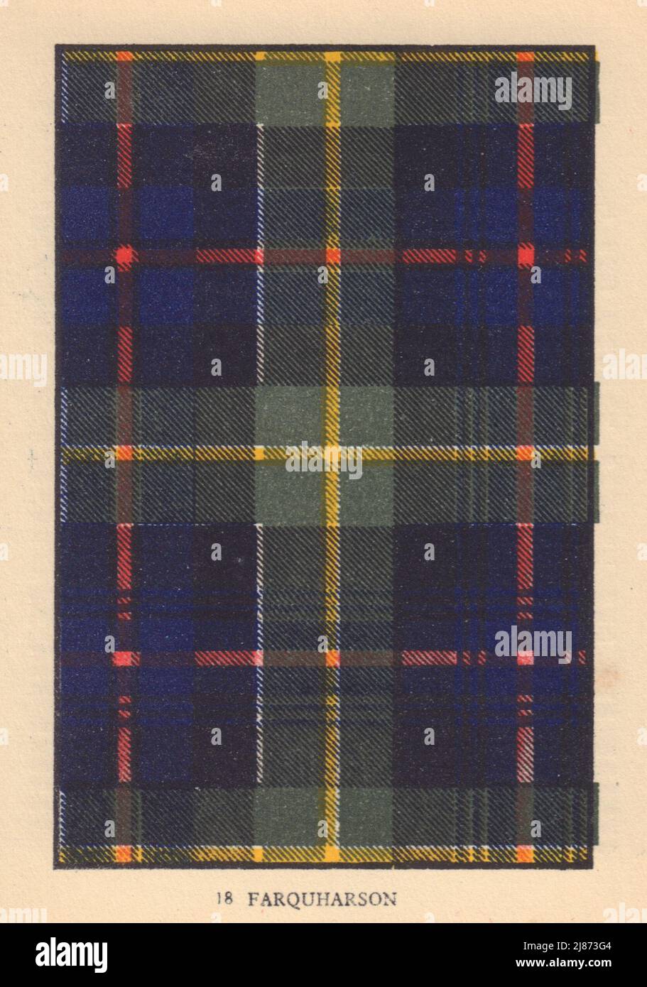 Farquharson. Scottish Clan Tartan. SMALL 8x11.5cm 1937 old vintage print Stock Photo