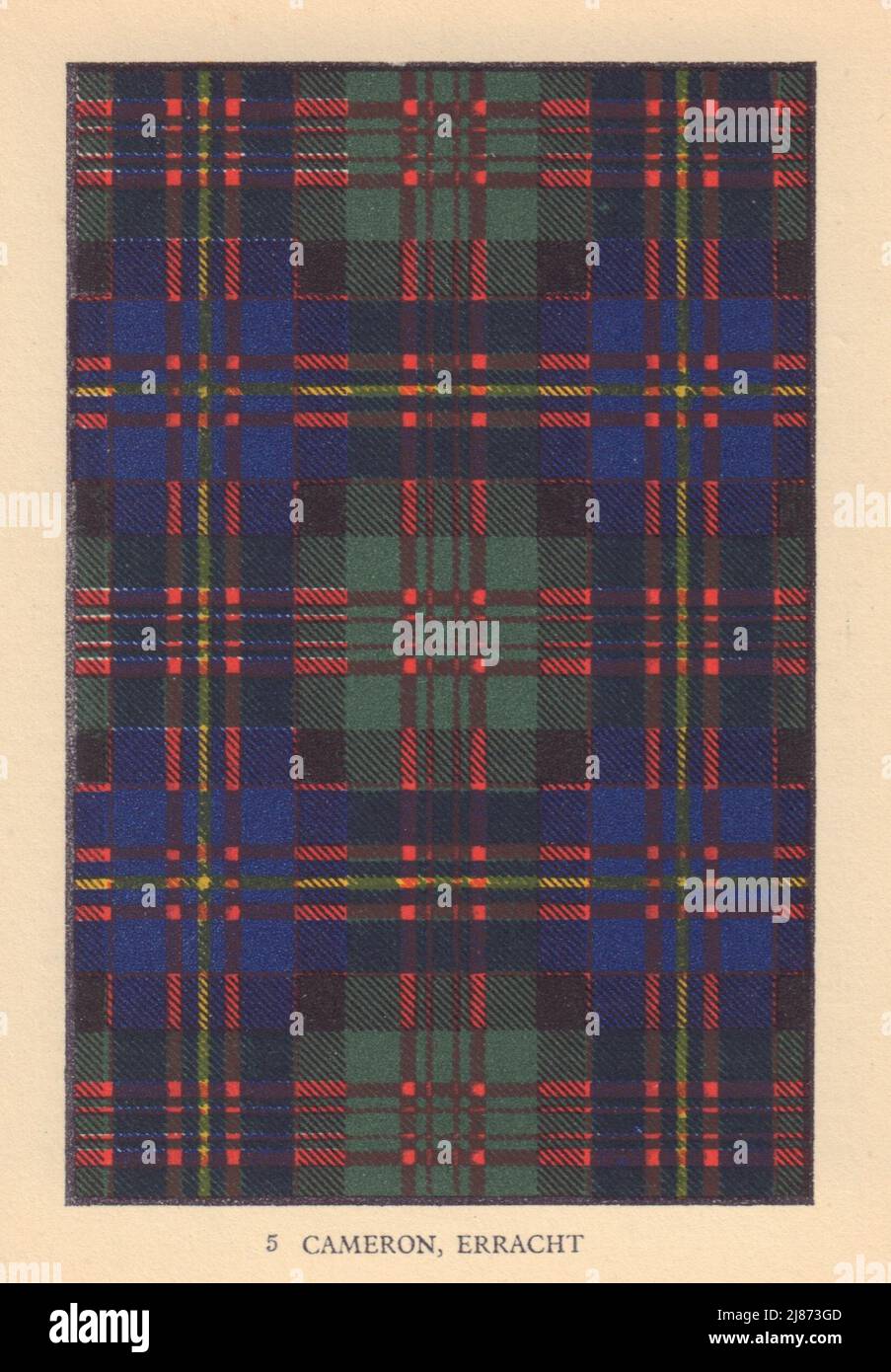 Cameron of Erracht. Scottish Clan Tartan. SMALL 8x11.5cm 1937 old print Stock Photo