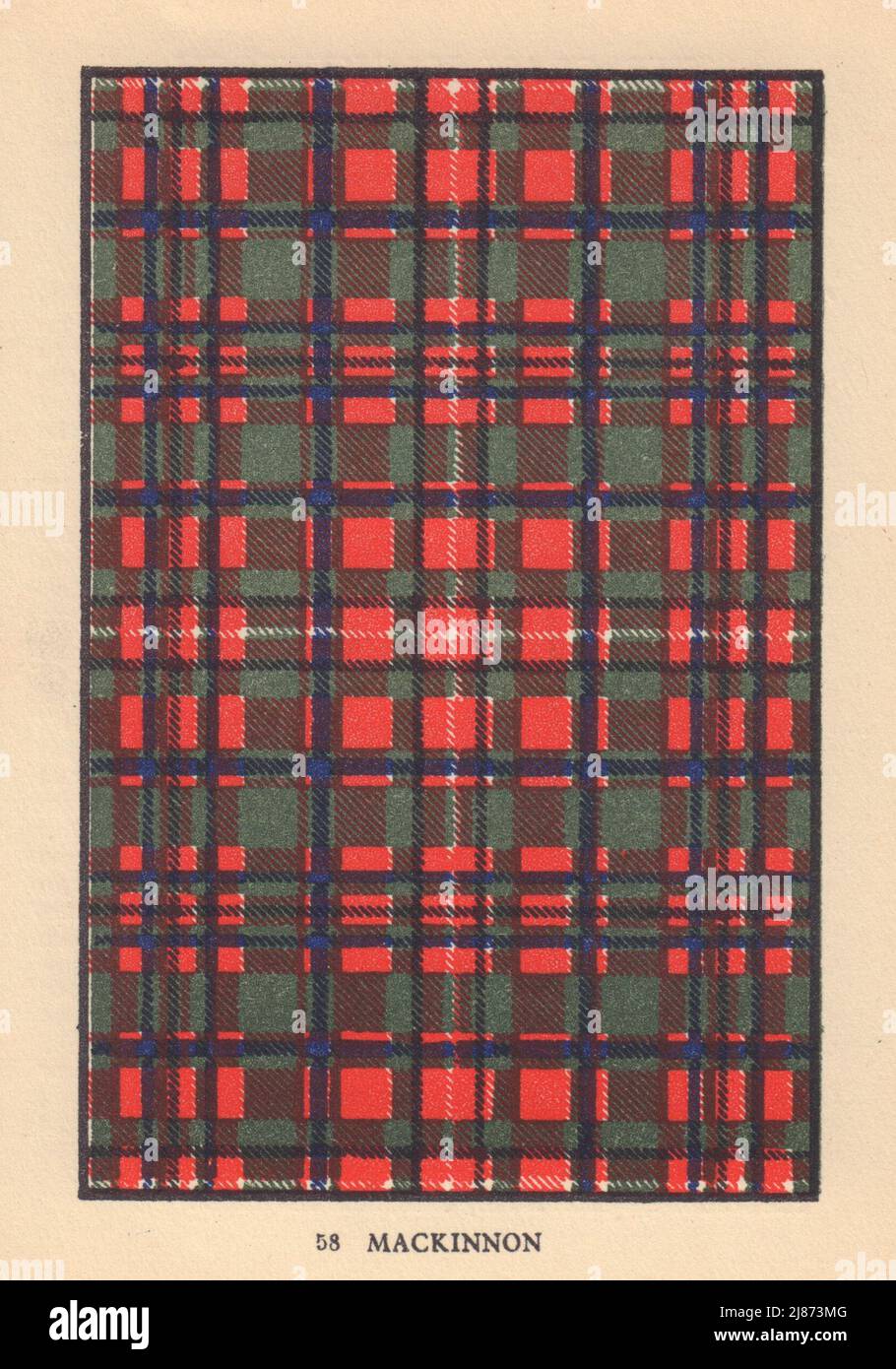 Mackinnon. Scottish Clan Tartan. SMALL 8x11.5cm 1937 old vintage print picture Stock Photo